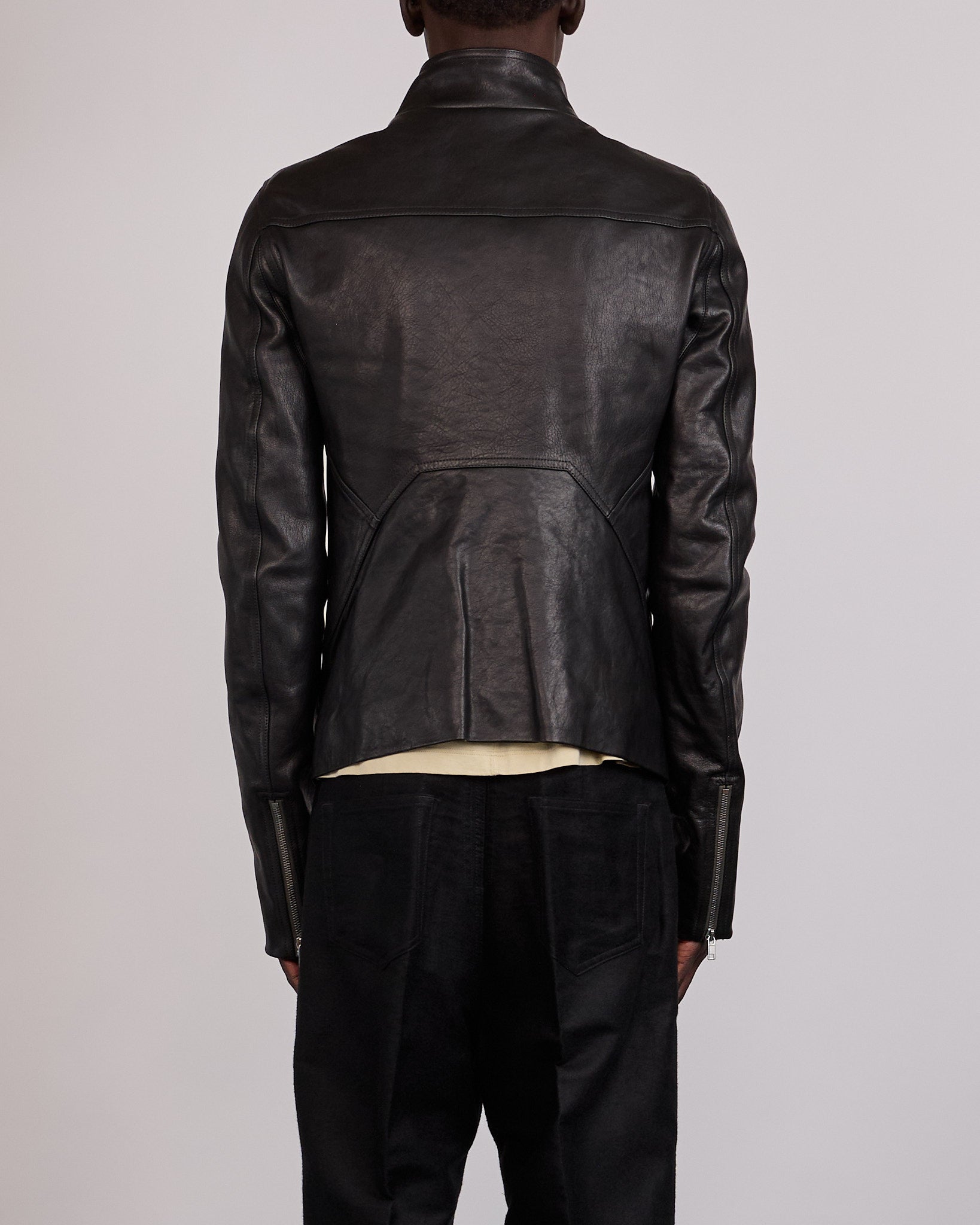 Rick Owens Release Jacket Washed Lamb Leather Black