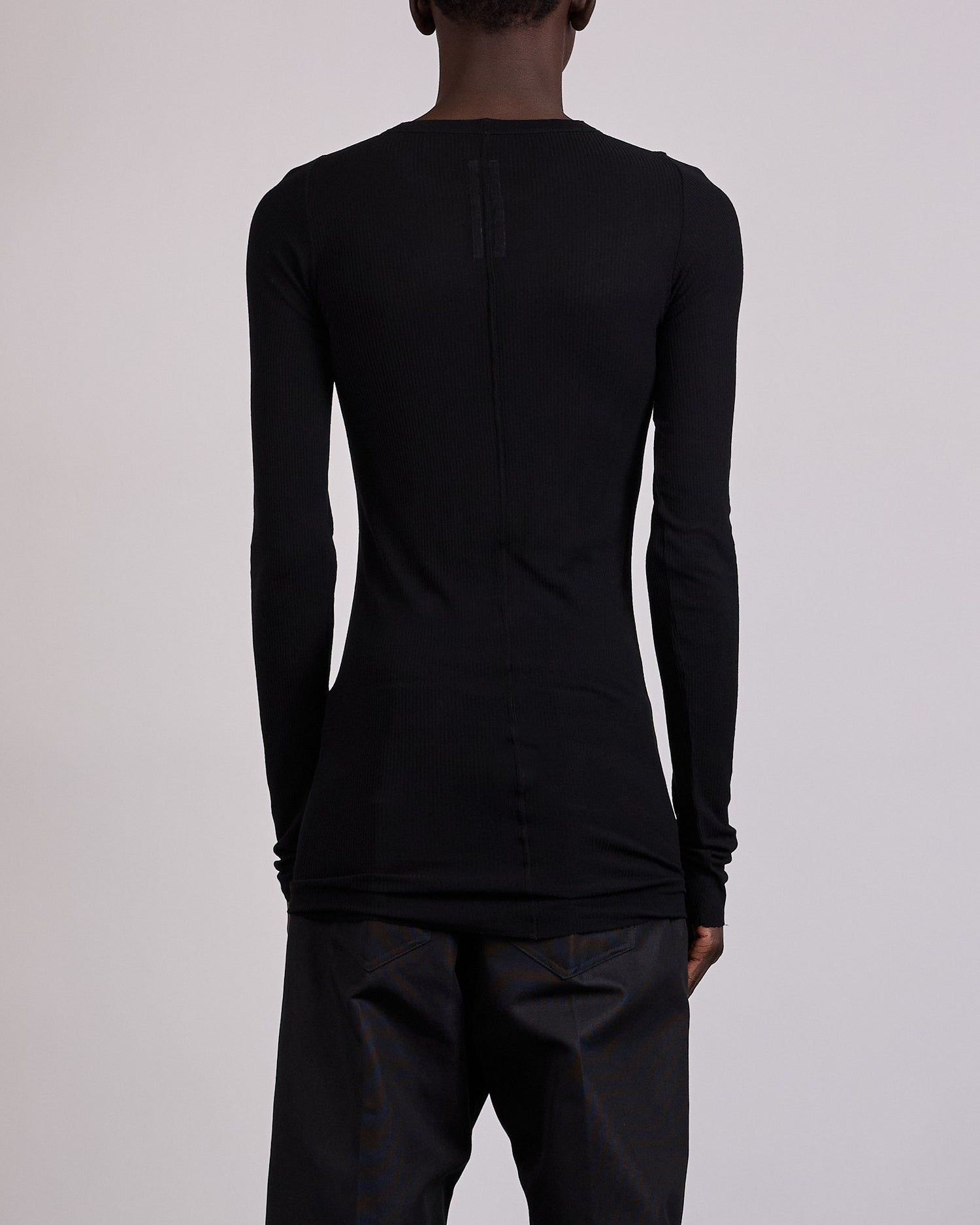 Rick Owens Ribbed LS T-Shirt Viscose Silk Jersey Black
