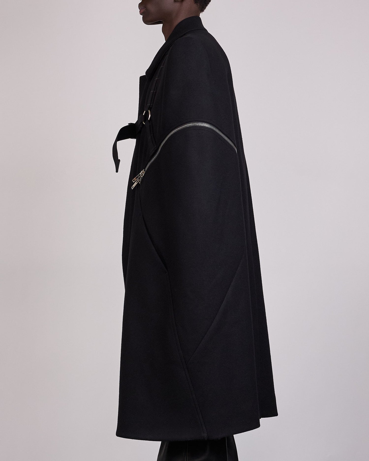 Rick Owens Runway Blixa Melton Wool Cape Black