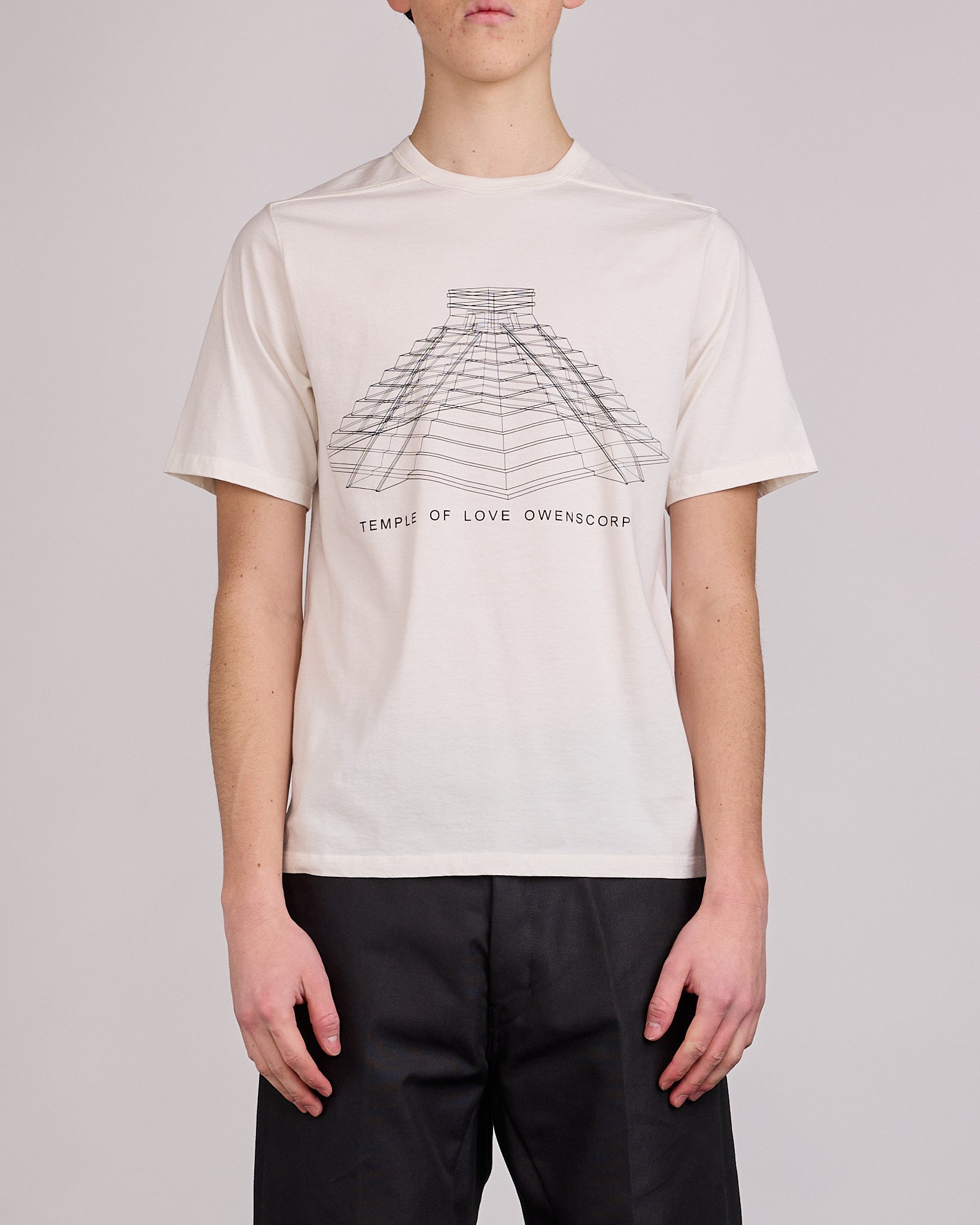Rick Owens Runway Brad T-Shirt Temple Graphic Milk Black
