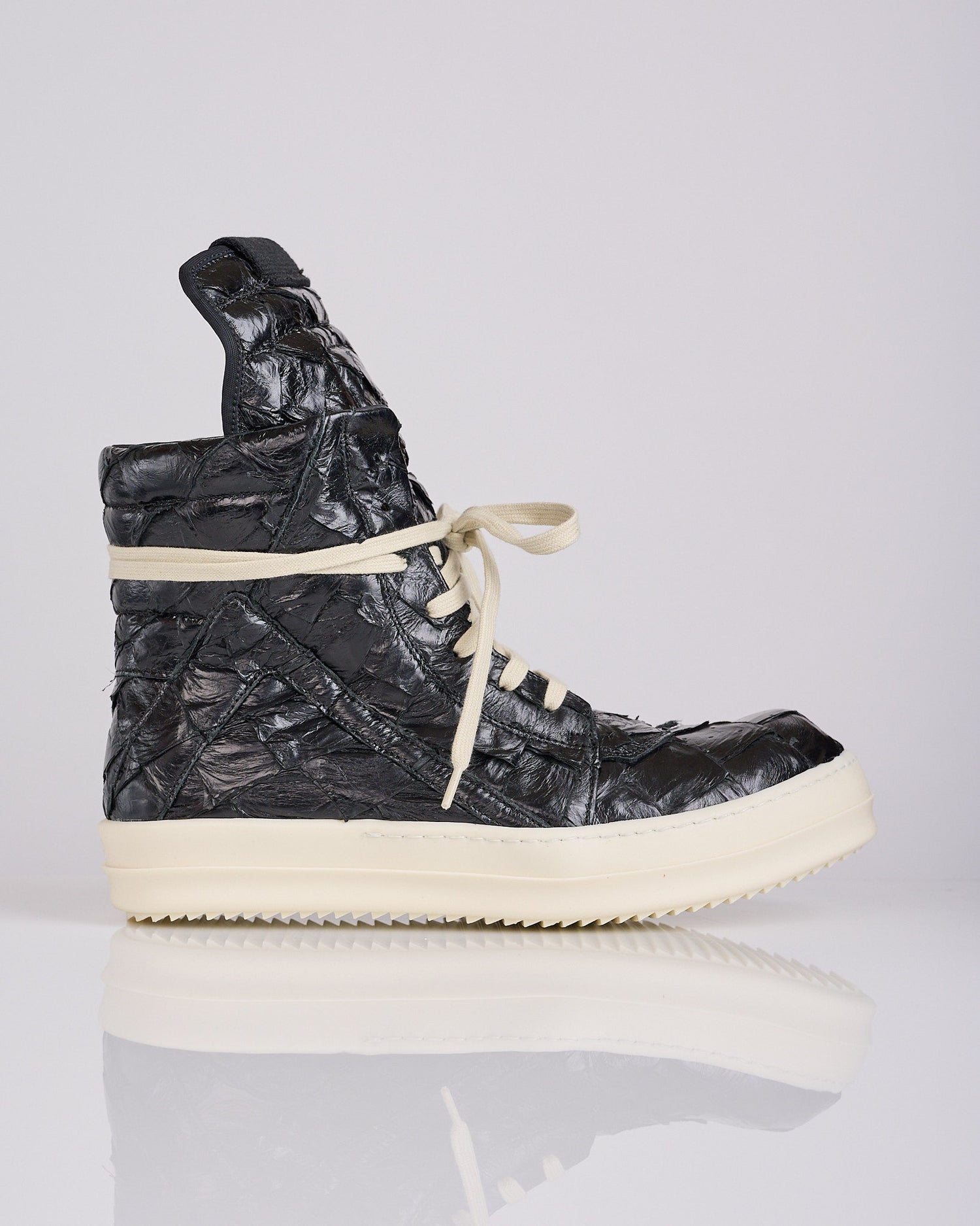 Rick Owens Runway Pirarucu Geobasket Black Black Milk