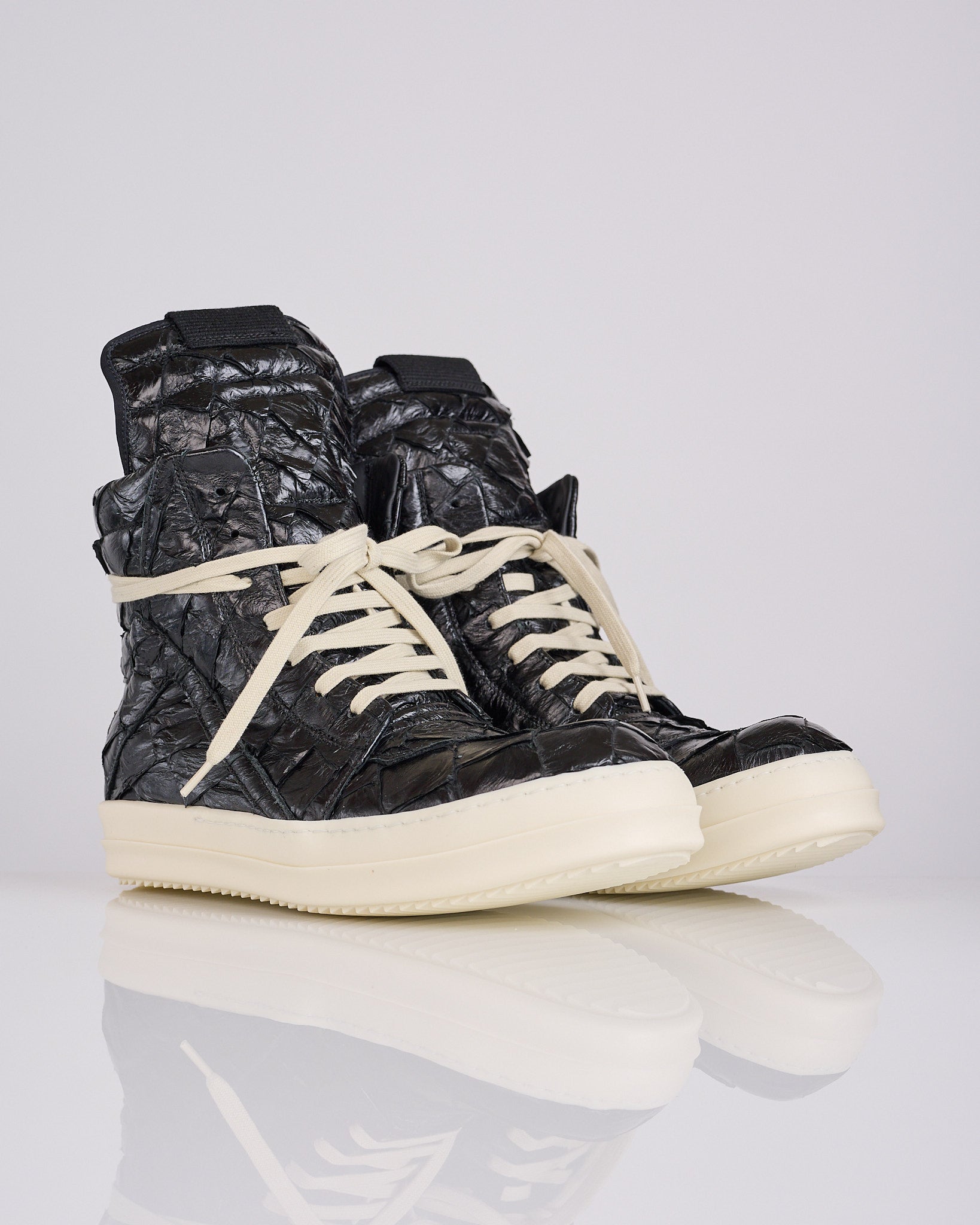Rick Owens Runway Pirarucu Geobasket Black Black Milk