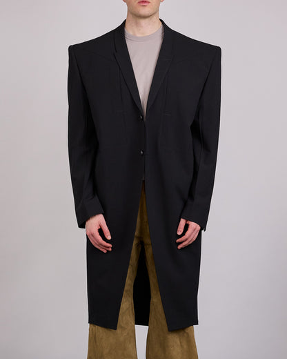 Rick Owens Runway Tatlin Coat Light Poudre Wool Black
