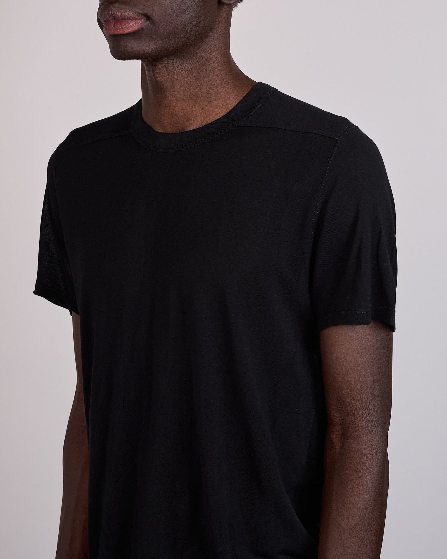 Rick Owens Short Level T-Shirt Viscose Silk Jersey Black
