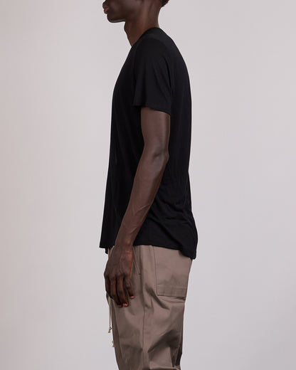 Rick Owens Short Level T-Shirt Viscose Silk Jersey Black