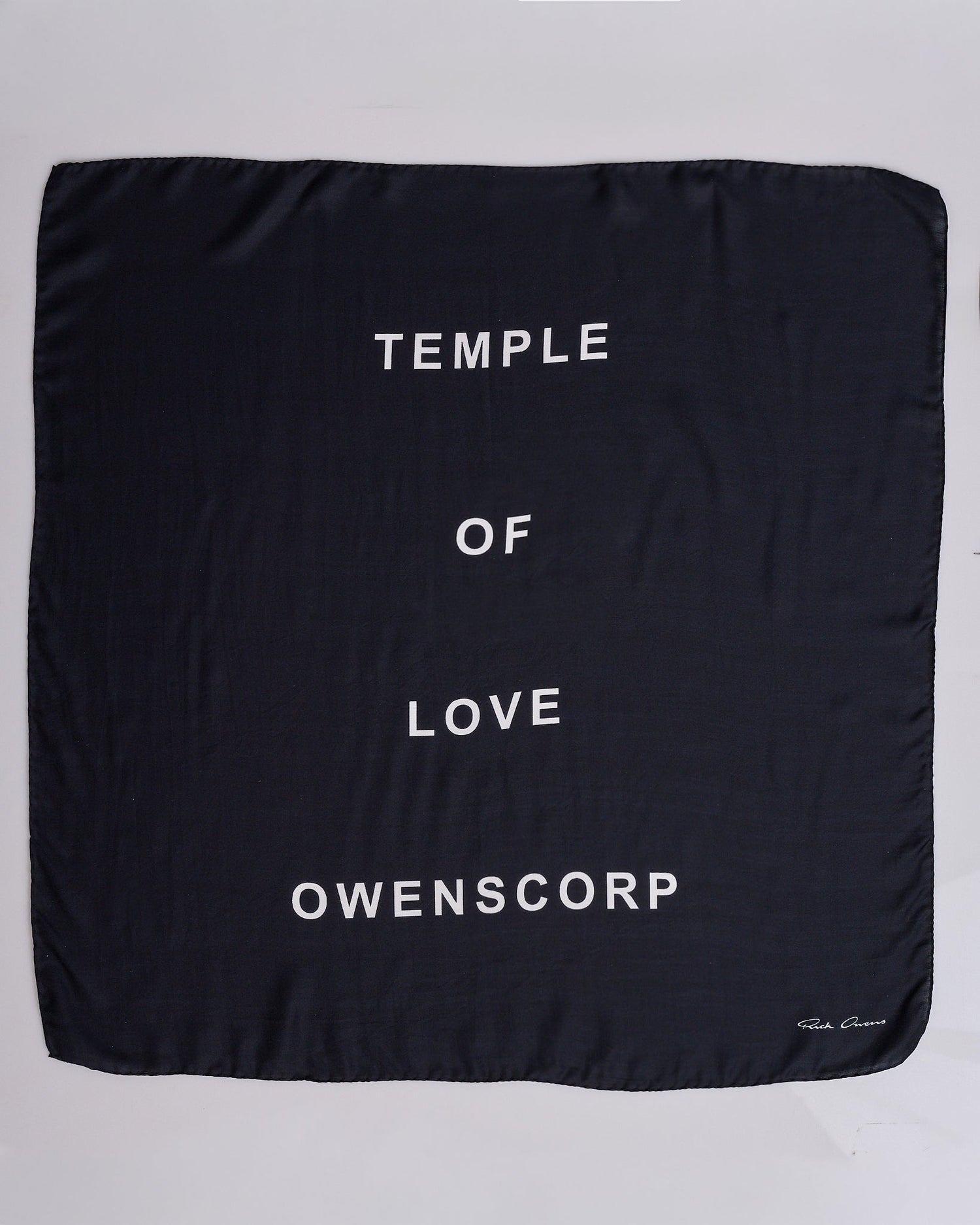 Rick Owens Temple 70x70 Modal Silk Bandana Black Milk