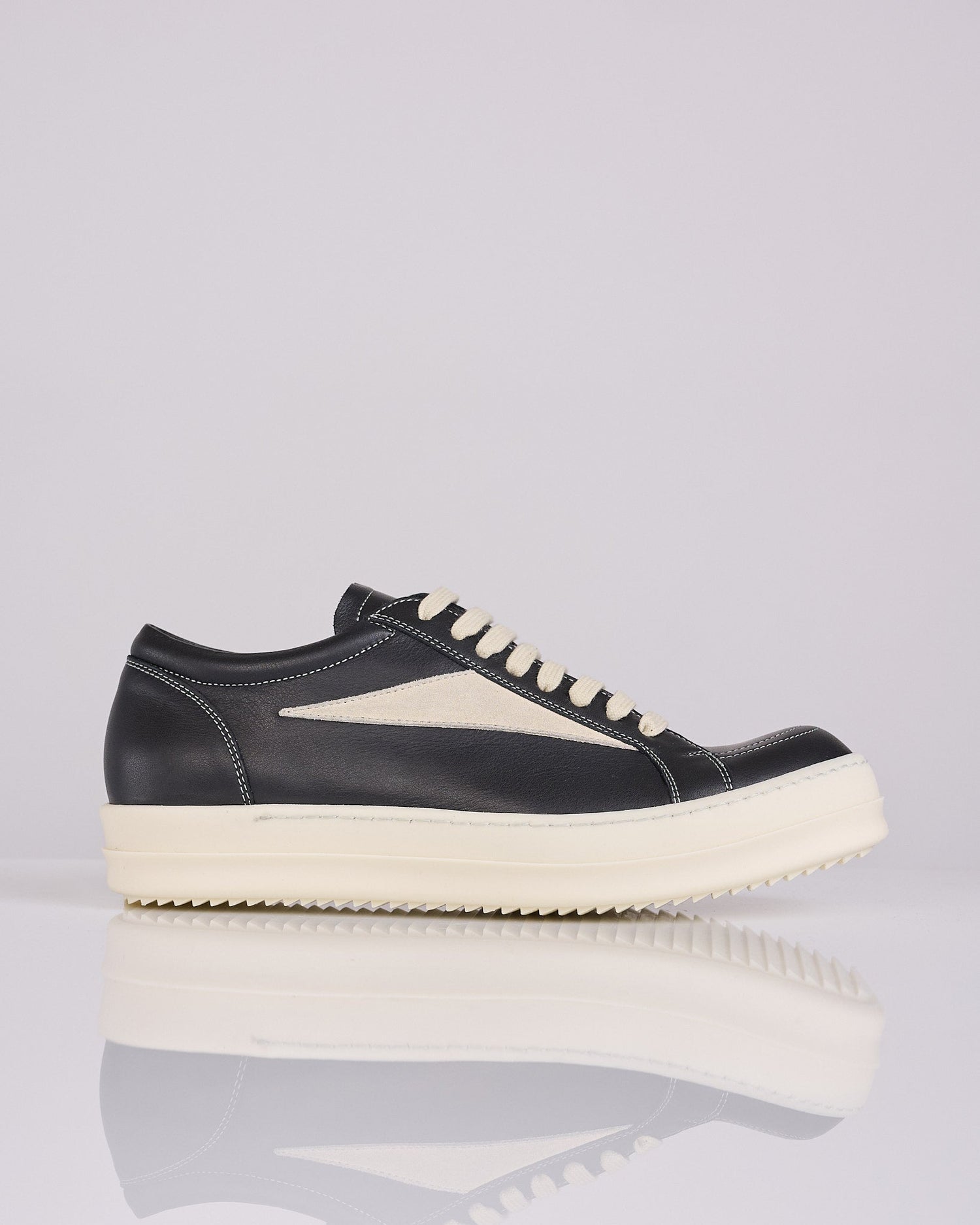 Rick Owens Temple Vintage Sneak Full Grain Leather Black Milk