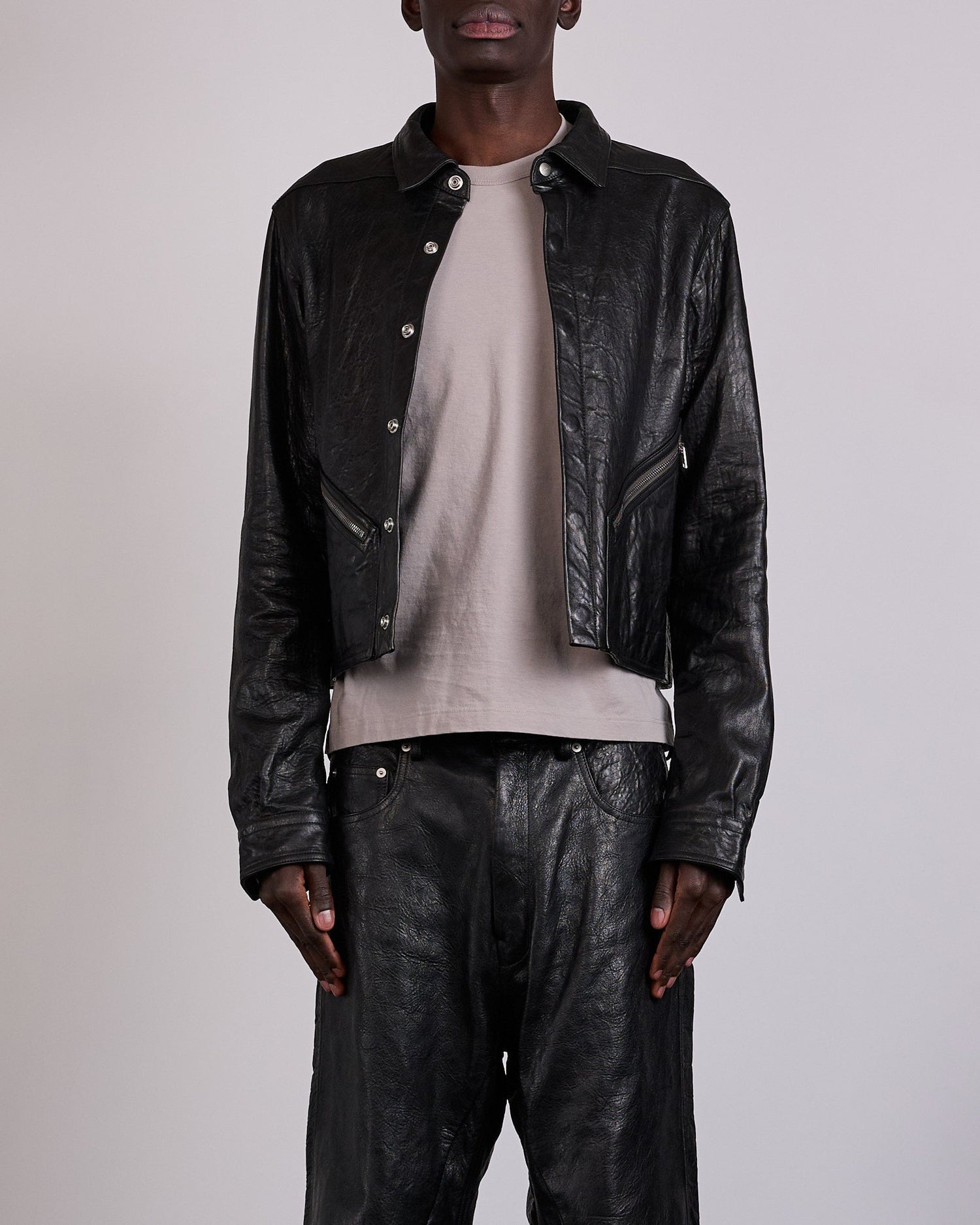 Rick Owens Tour Alice Jacket Tumbled Lamb Leather Black