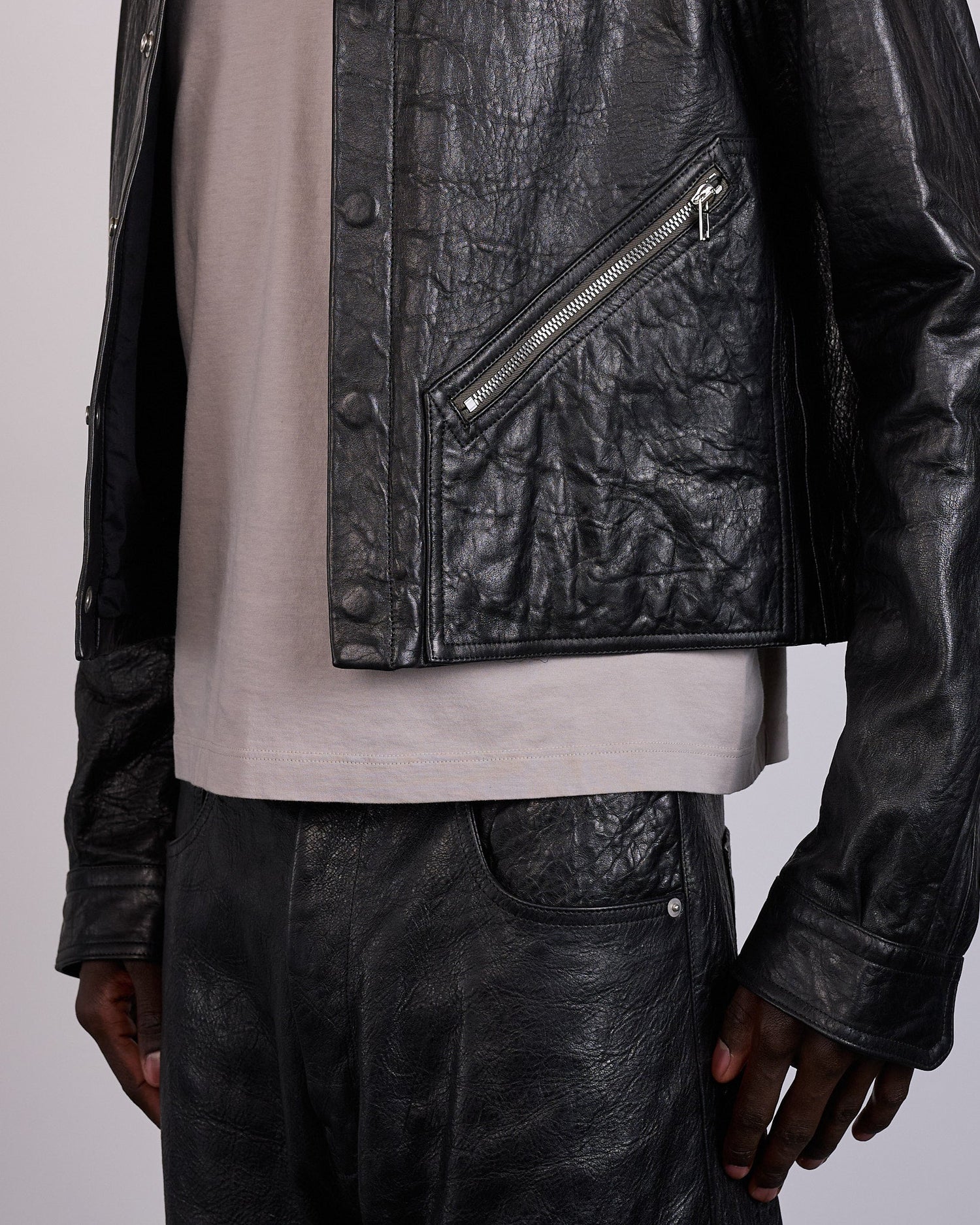 Rick Owens Tour Alice Jacket Tumbled Lamb Leather Black
