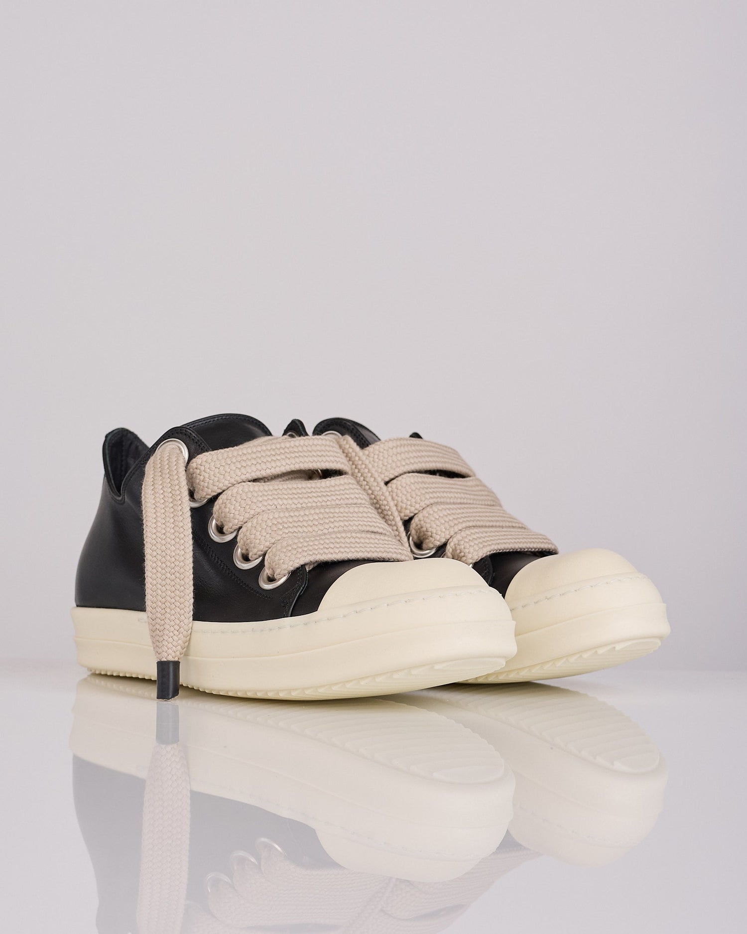 Rick Owens Tower Jumbolace Low Full Grain Sneaker Black Milk