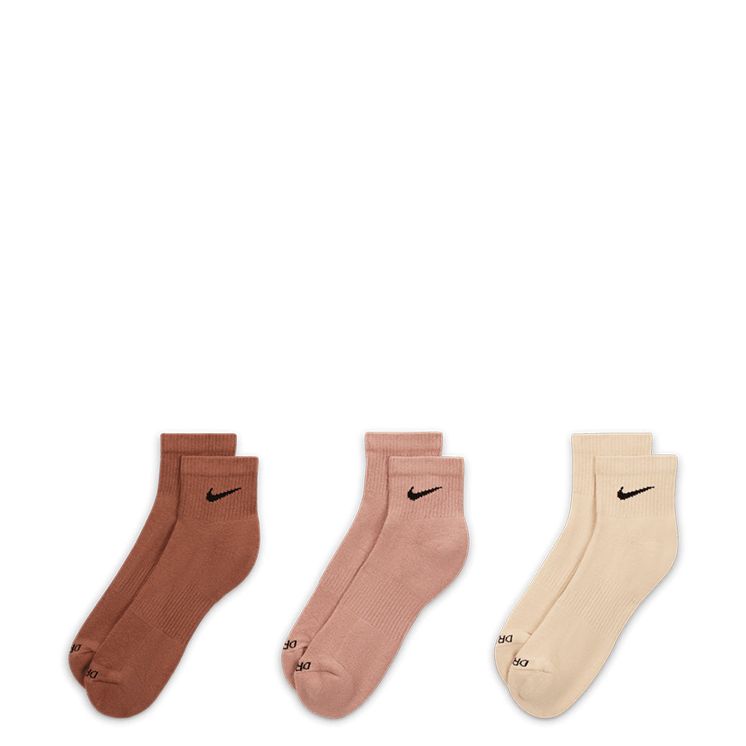EVERYDAY PLUS CUSHIONED ANKLE SOCKS 3 PACK BROWN MULTI