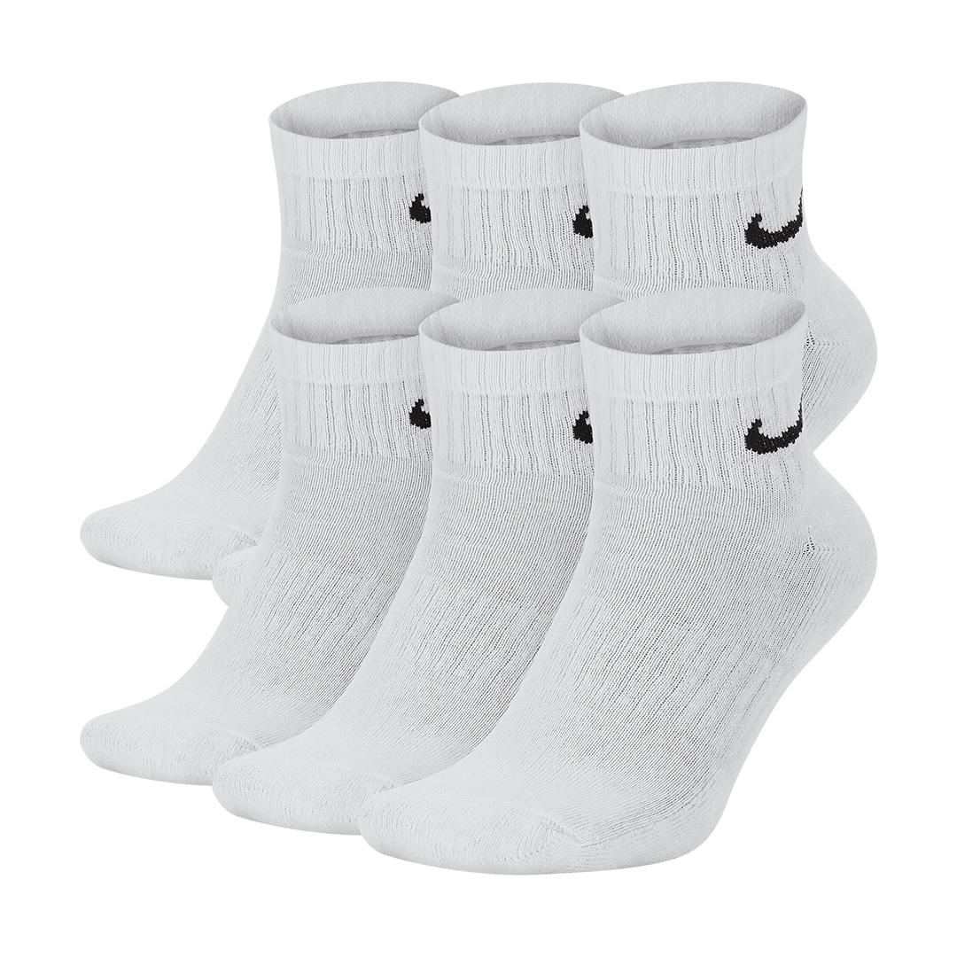 NIKE EVERYDAY CUSHIONED ANKLE SOCKS WHITE / BLACK