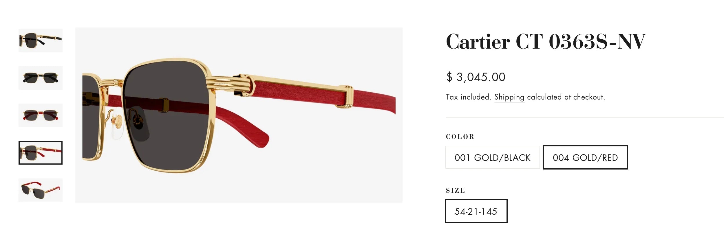 Cartier CT 0363S-NV Horn (Gold/Black) / Wood (Gold/Red)  $3495 ✨