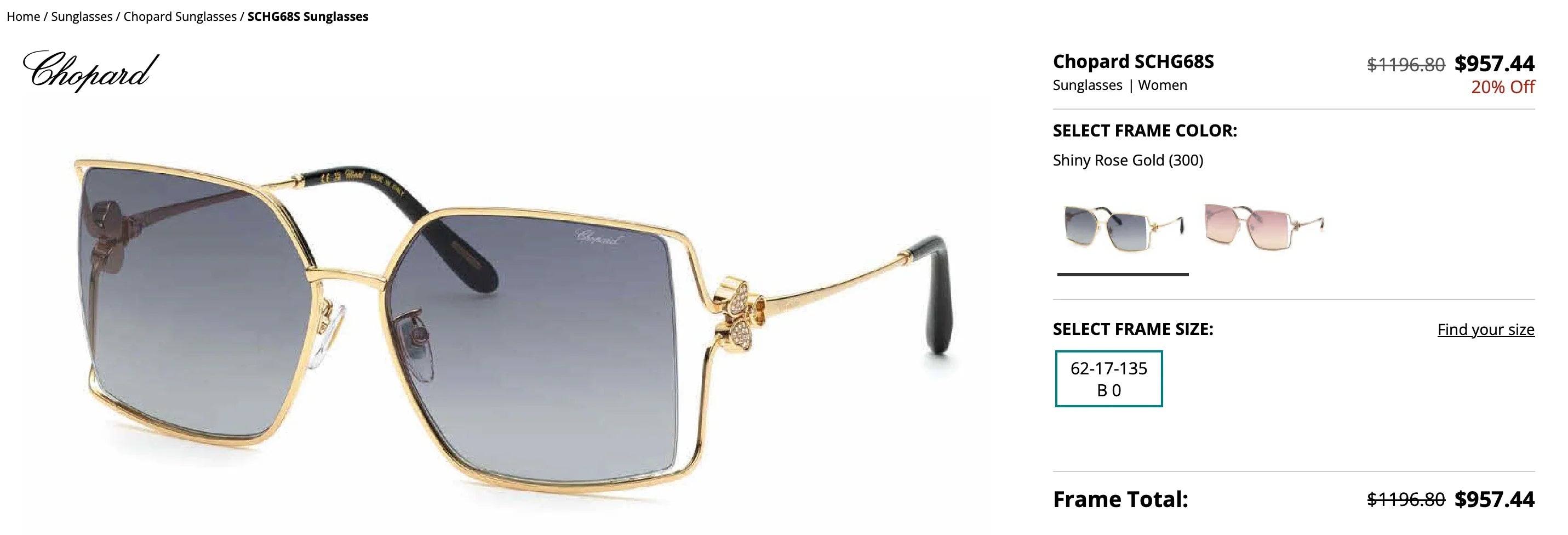 Chopard SCHG68S Sunglasses Women's  ✨