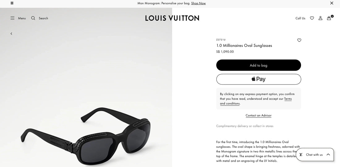 Louis Vuitton Z2721U 1.0 Millionaires Oval Sunglasses✨
