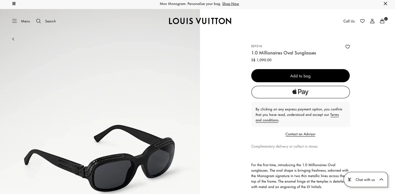 Louis Vuitton Z2721U 1.0 Millionaires Oval Sunglasses✨