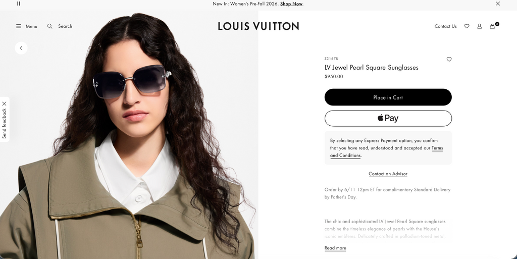 Louis Vuitton Z3167U LV Jewel Pearl Square Sunglasses  ✨