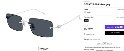 Cartier CT0367S 002 54 - Gold-Silver Unisex Sunglasses Precious 🐆 $11.000