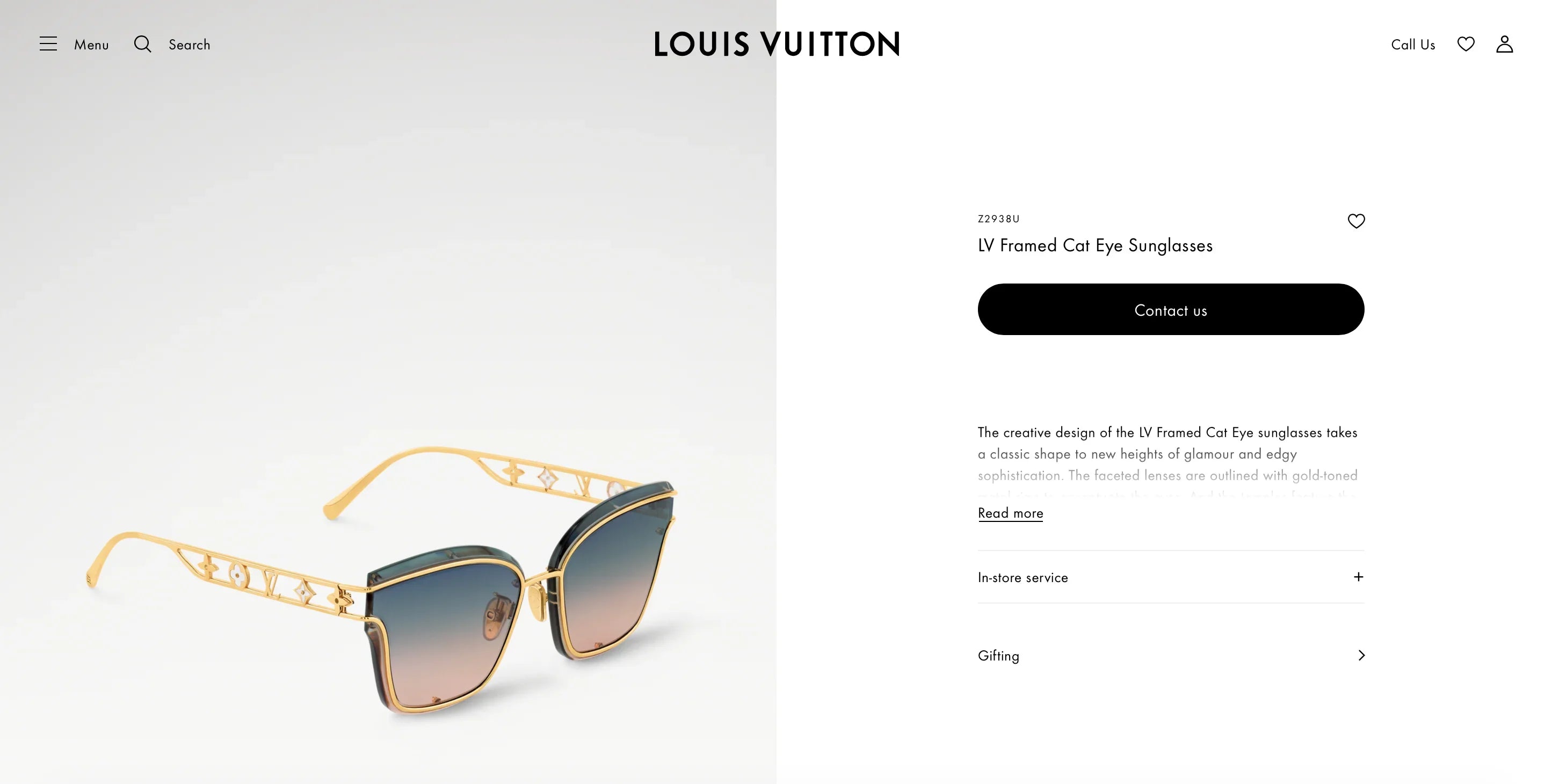 Louis Vuitton Z2938U LV Framed Cat Eye Sunglasses✨