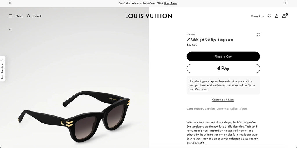 Louis Vuitton Z2927U LV Midnight Cat Eye Sunglasses   ✨