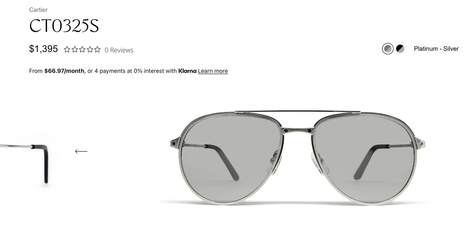 Cartier CT0325S Santos Collection  CT0325 -007 Sunglasses 🐆