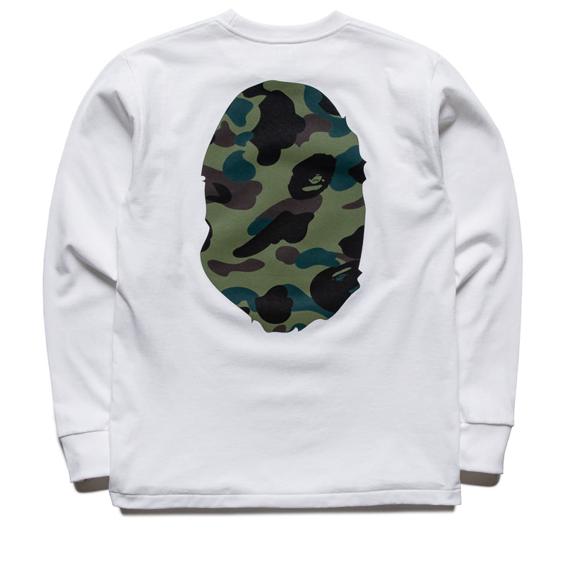 A Bathing Ape 1st Camo Big Ape Head L/S Tee - White/Green