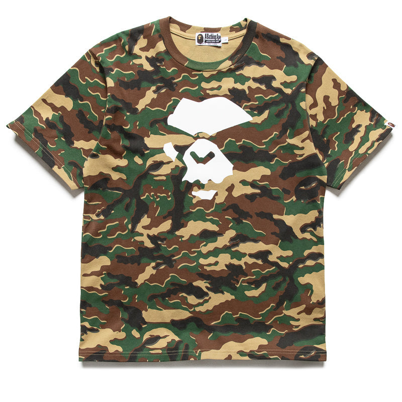 A Bathing Ape Glitch Woodland Camo Ape Face Tee - Green