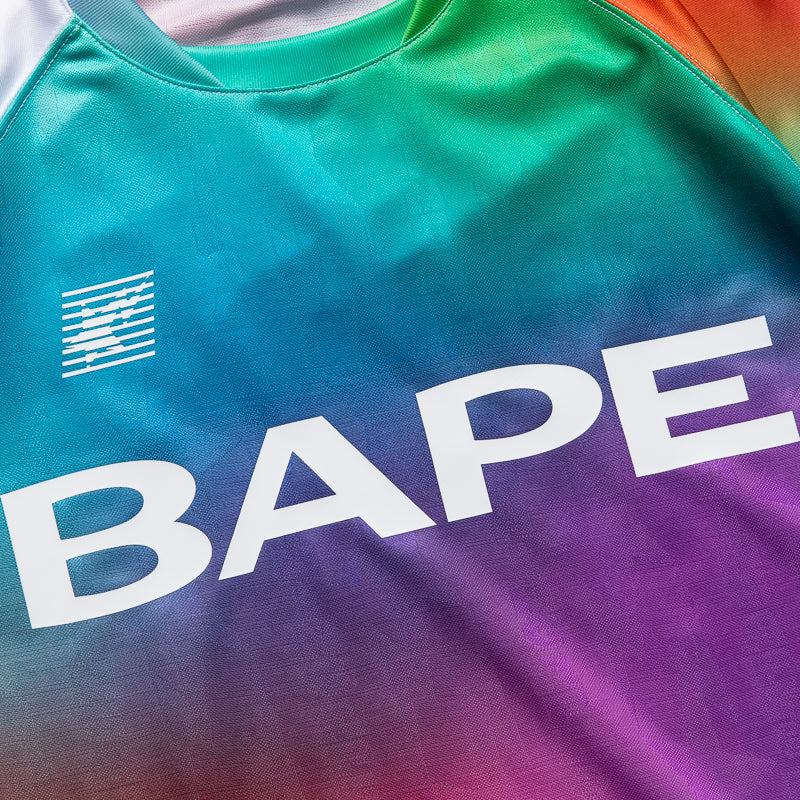 A Bathing Ape Tie Dye Sta Stripe Pattern Football Jersey - Multi