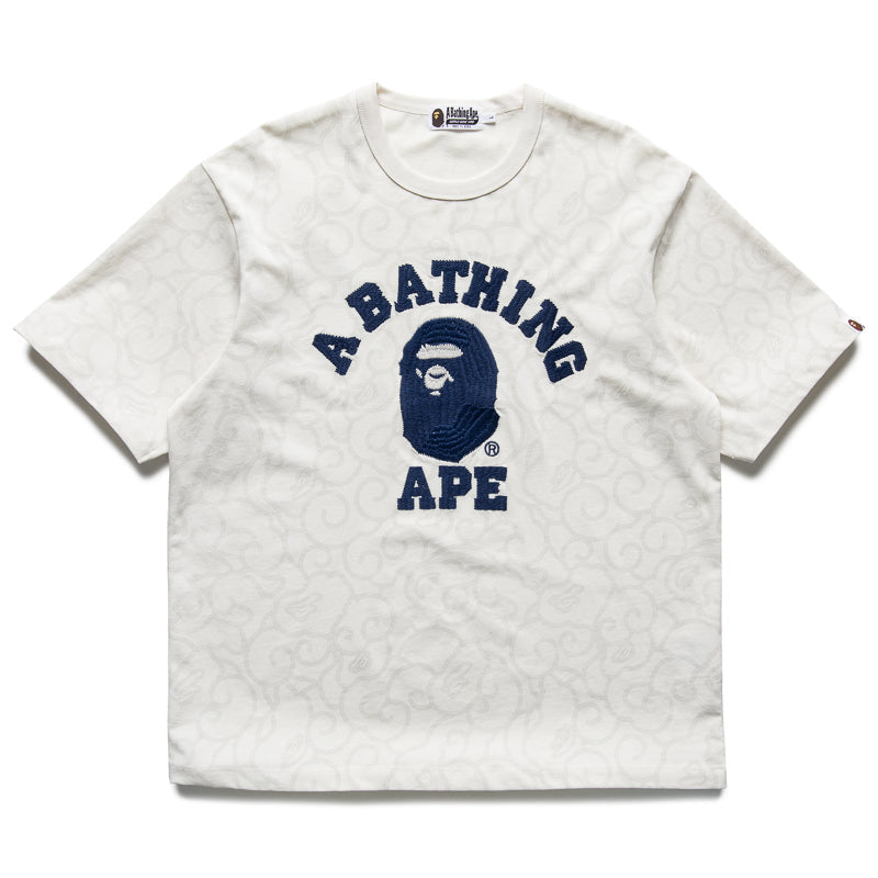 A Bathing Ape Washed Cloud Camo College Tee - Ivory