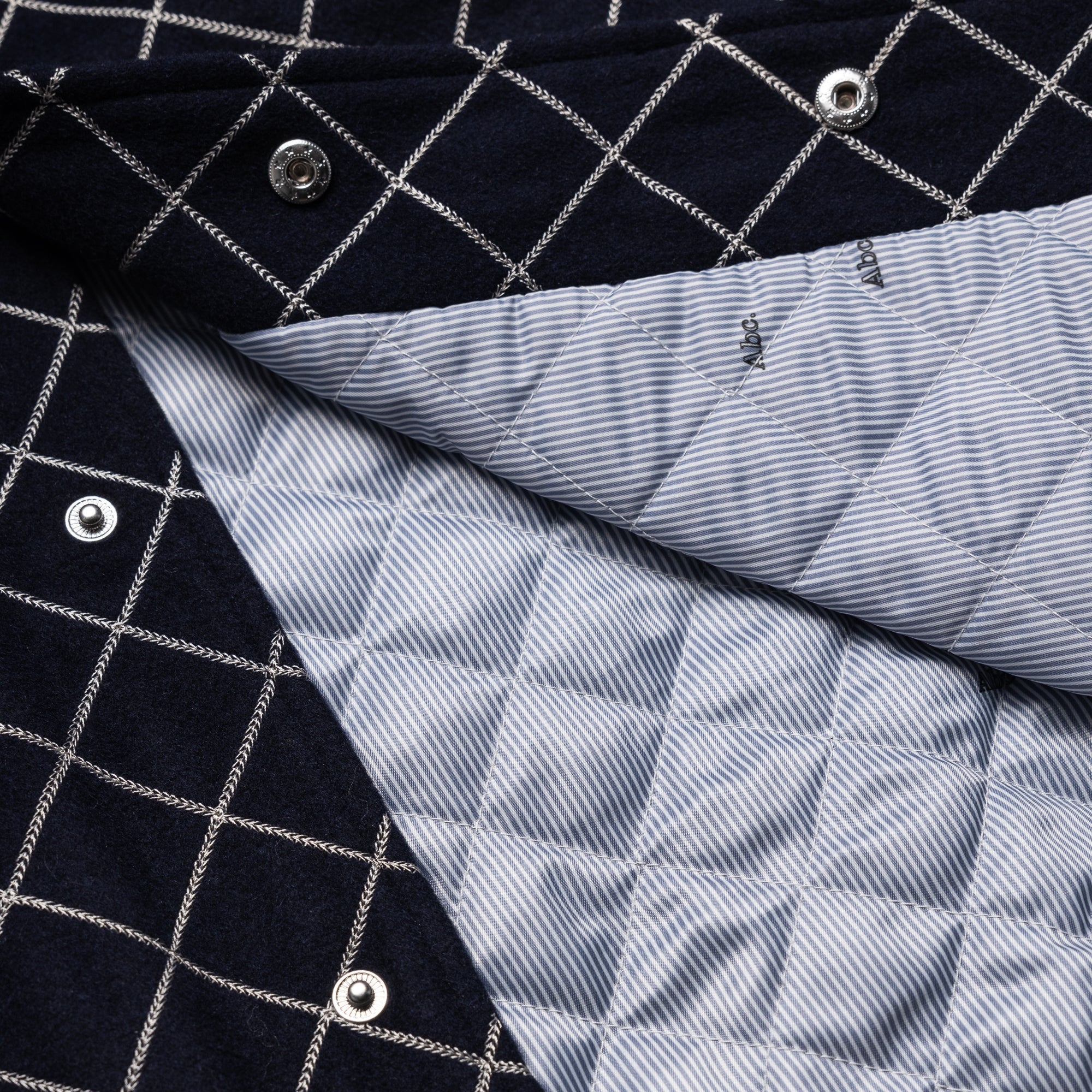 Advisory Board Crystals Diamond Quilted Varsity Jacket - Navy