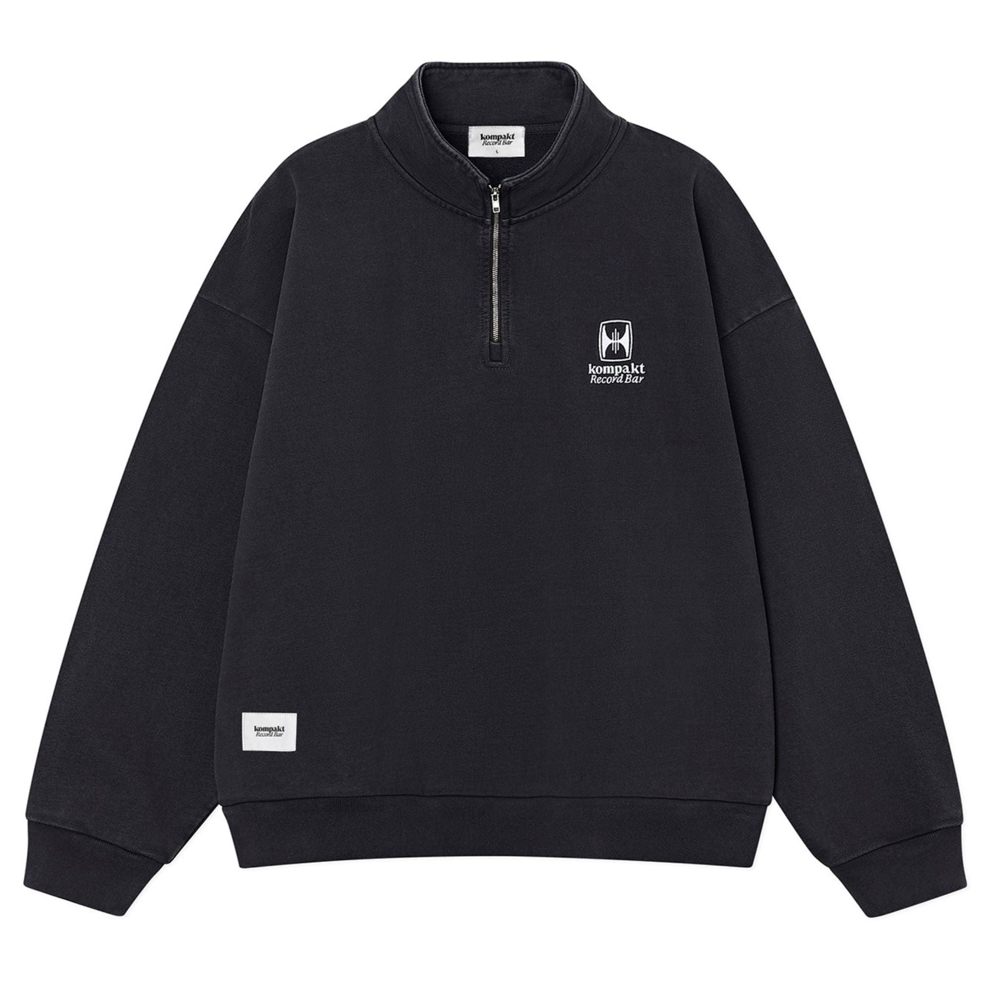 WASHED EMBROIDERED HALF ZIP-UP