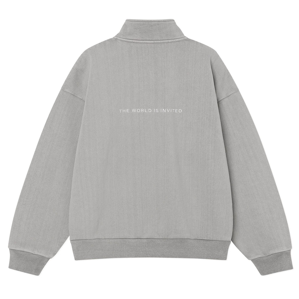 WASHED EMBROIDERED HALF ZIP-UP