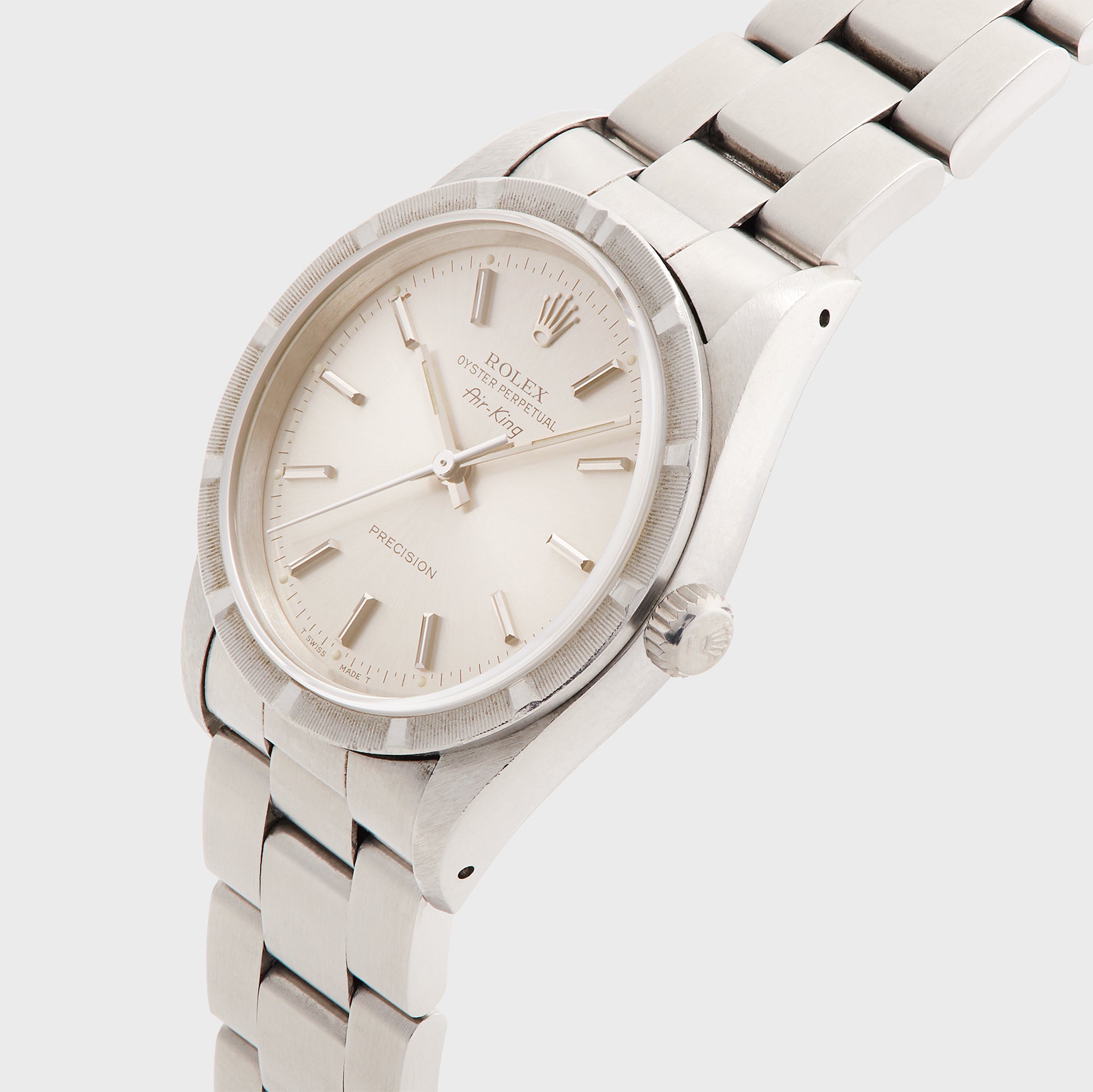 Wind Vintage Rolex Air-King Reference 14010 Silver Dial Unpolished - Silver