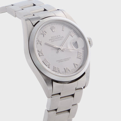 Wind Vintage Rolex Datejust Reference 16200 Non-Luminous Roman Dial Unpolished - Silver