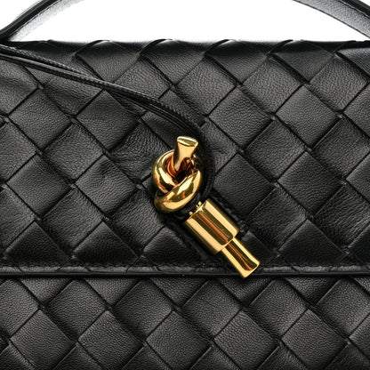 Nappa Intrecciato Long Andiamo Top Handle Clutch Black