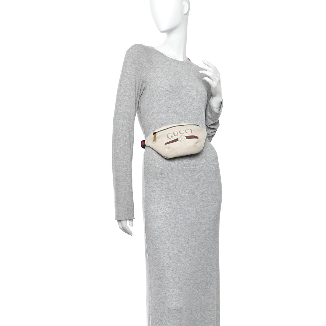 Grained Calfskin Small Logo Belt Bag White