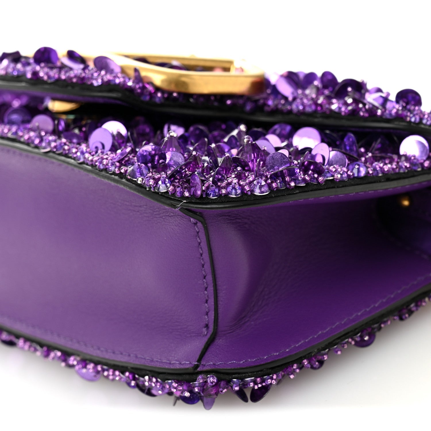Sequin Crystal Vlogo Embroidered Small Loco Shoulder Bag Astral Purple