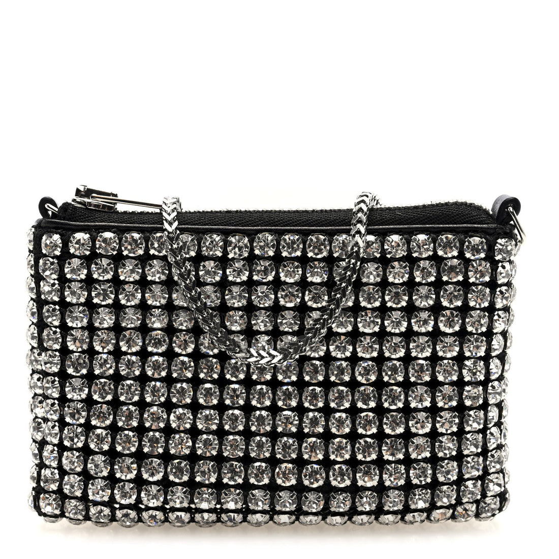 Mesh Crystal Rhinestone Nano Heiress Shoulder Bag Black Silver