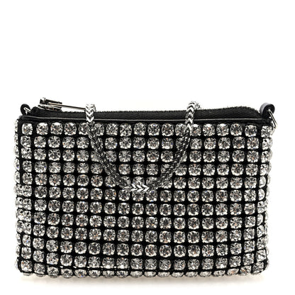 Mesh Crystal Rhinestone Nano Heiress Shoulder Bag Black Silver