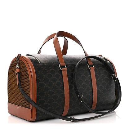 Triomphe Canvas Calfskin Travel Dog Bag Tan