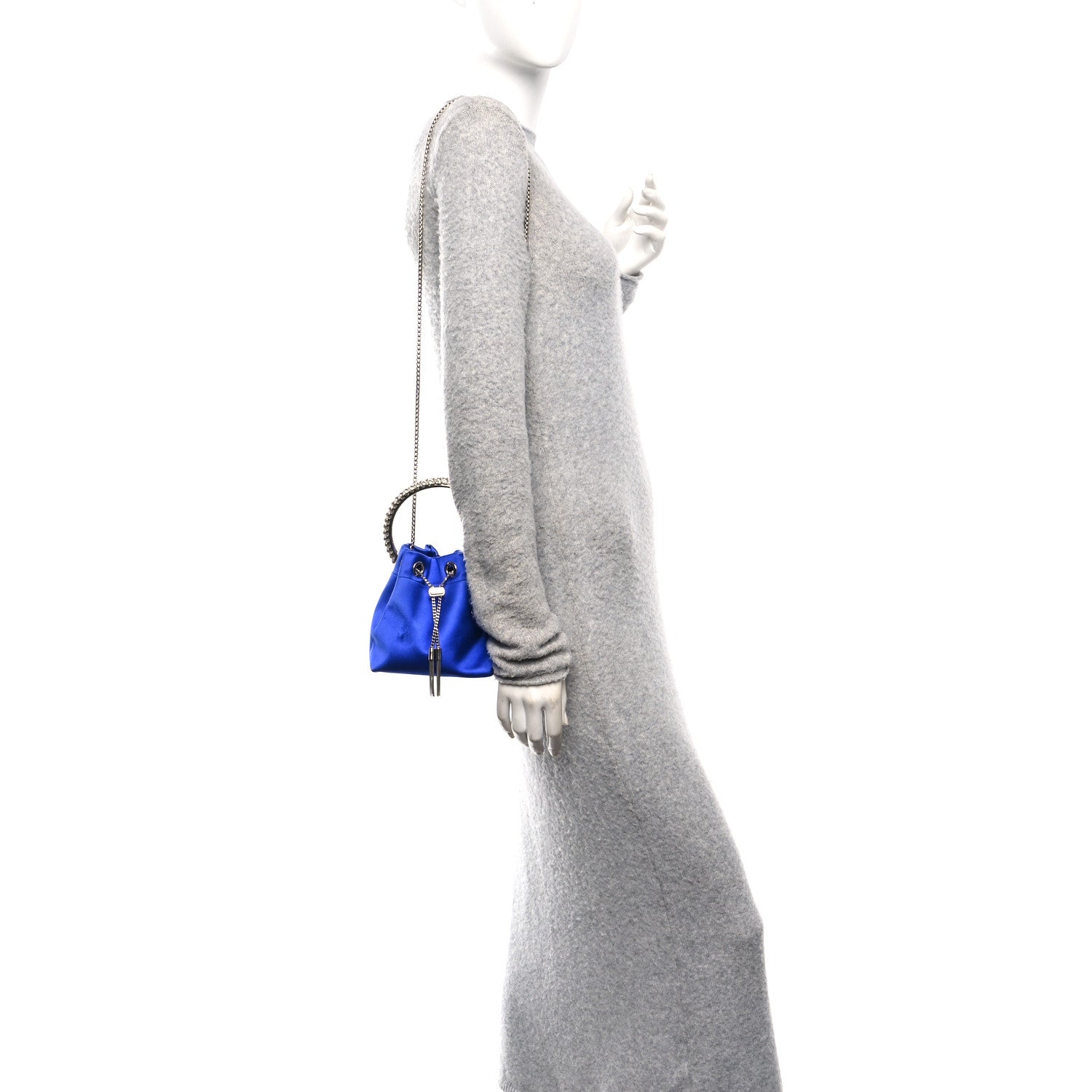 Satin Crystal Embellished Bon Bon Bag Blue