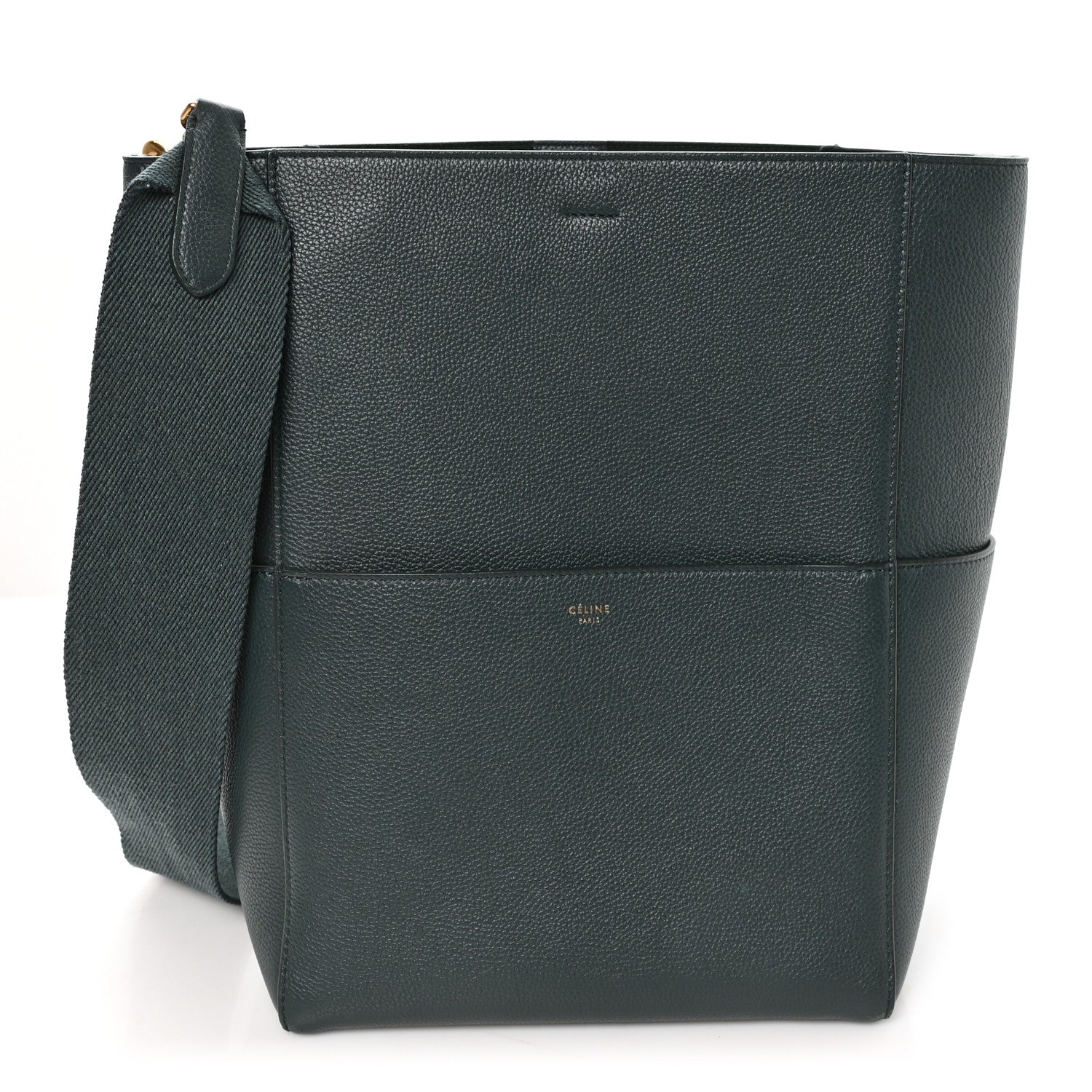 Soft Grained Calfskin Sangle Bucket Bag Amazone