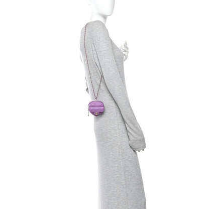 Lambskin Quilted CC In Love Heart Waist Belt Bag With Chain Purple