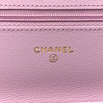 Caviar Quilted Wallet on Chain WOC Light Pink