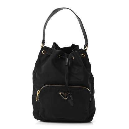 Saffiano Tessuto Nylon Mini Bucket Crossbody Bag Black