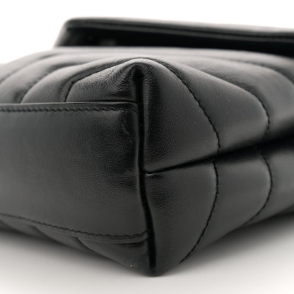Calfskin Y Quilted Monogram Monochrome Toy Loulou Crossbody Bag Black