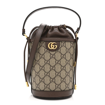GG Supreme Monogram Ophidia Mini Bucket Bag Beige Ebony