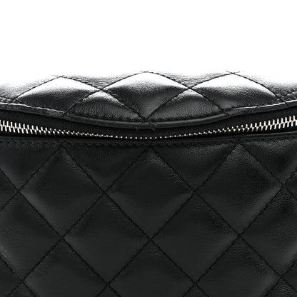 Calfskin Quilted Uniform Waist Belt Bag Black