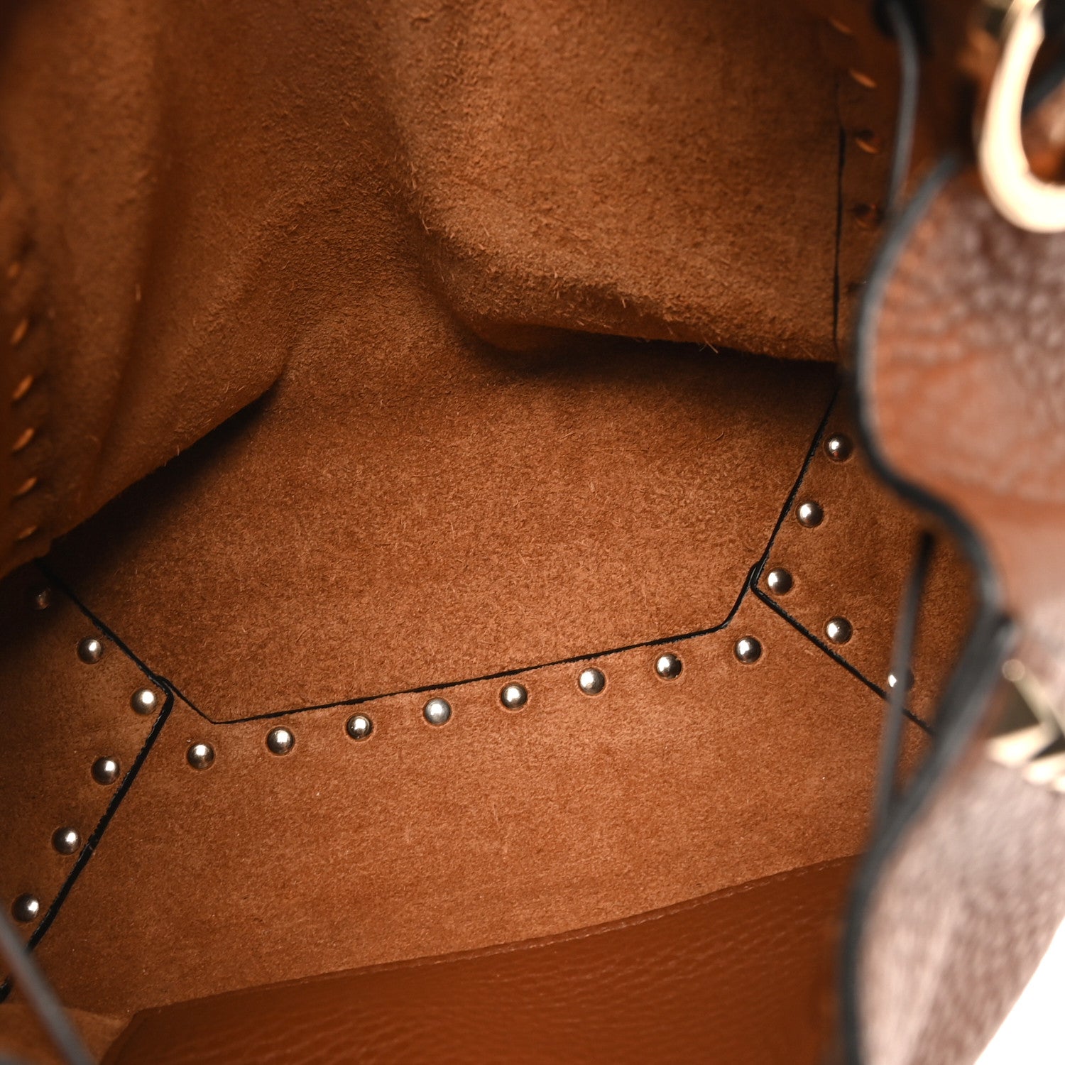 Grained Calfskin Rockstud Small Bucket Bag Selleria