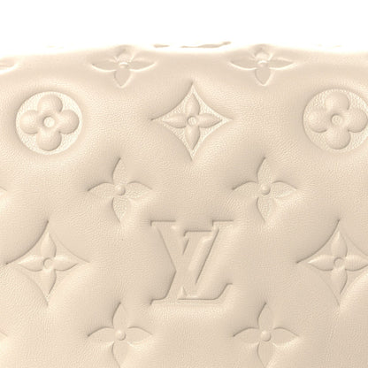 Lambskin Embossed Monogram Pochette Coussin Crossbody Creme
